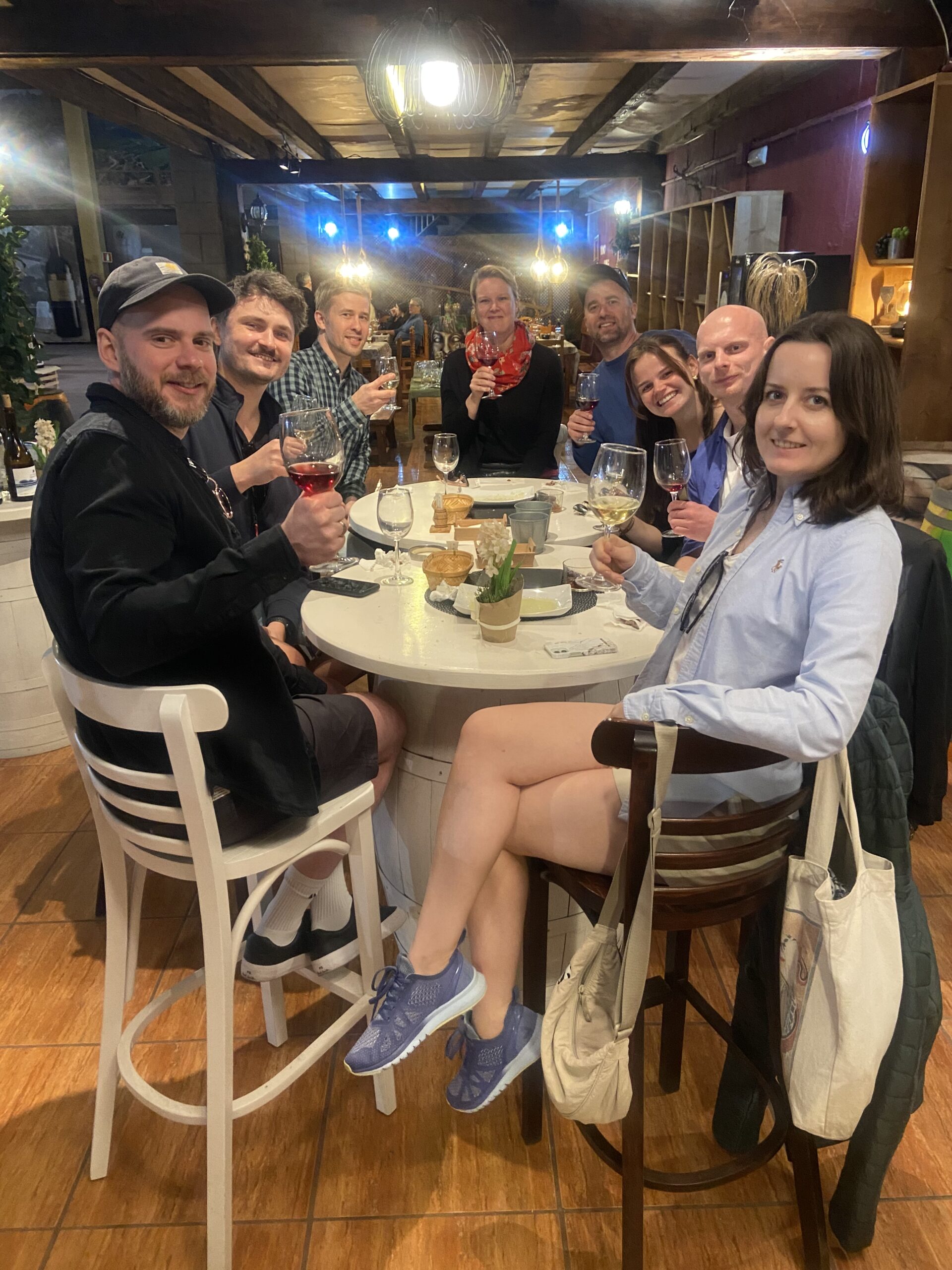 Happy LGBTQ+ couple enjoying a wine tasting experience in Gran Canaria